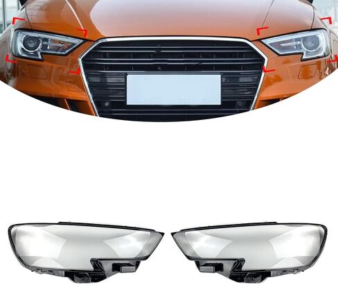 Chcury1 Headlight Lens Cover Head Lampshade Replacement PC Shell for Audi A3 2017 2018 2019 2020, Left & Right Side in Saudi Arabia