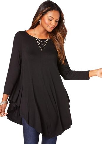 Roaman's Women's Plus Size Boatneck Swing Ultra Drape Tunic in Kuwait