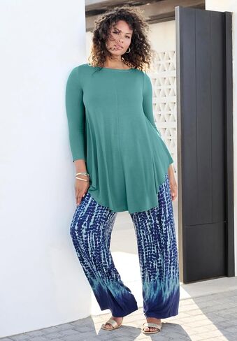 Roaman's Women's Plus Size Boatneck Swing Ultra Drape Tunic in Kuwait