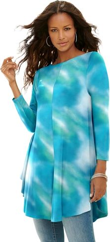 Roaman's Women's Plus Size Boatneck Swing Ultra Drape Tunic in Kuwait