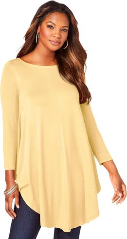 Roaman's Women's Plus Size Boatneck Swing Ultra Drape Tunic Top in Saudi Arabia