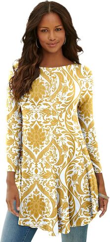 Roaman's Women's Plus Size Boatneck Swing Ultra Drape Tunic in Kuwait