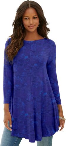 Roaman's Women's Plus Size Boatneck Swing Ultra Drape Tunic in Kuwait