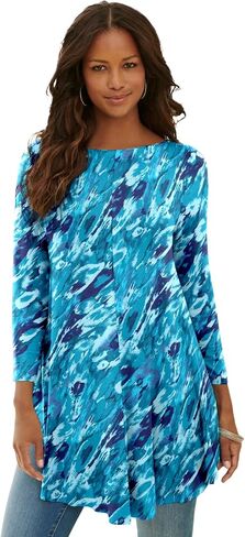 Roaman's Women's Plus Size Boatneck Swing Ultra Drape Tunic in Kuwait