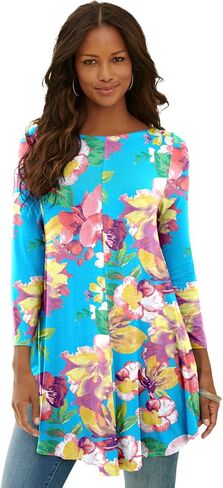 Roaman's Women's Plus Size Boatneck Swing Ultra Drape Tunic in Kuwait