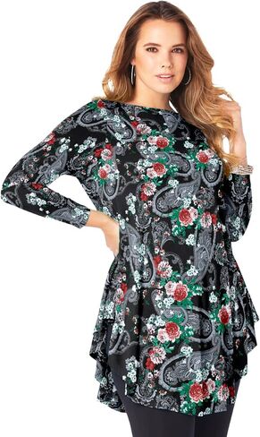 Roaman's Women's Plus Size Boatneck Swing Ultra Drape Tunic in Kuwait