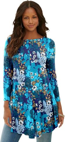 Roaman's Women's Plus Size Boatneck Swing Ultra Drape Tunic in Kuwait