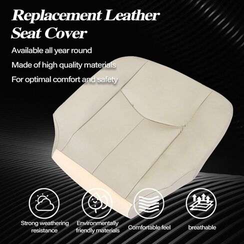 SecosAutoparts Driver Side Bottom & Top Lean Back Replacement Leather Seat Cover Compatible with Chevy GMC Tahoe Yukon Suburban Sierra 2003 2004 2005 2006 Light Tan in Saudi Arabia