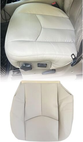 SecosAutoparts Driver Side Bottom & Top Lean Back Replacement Leather Seat Cover Compatible with Chevy GMC Tahoe Yukon Suburban Sierra 2003 2004 2005 2006 Light Tan in Saudi Arabia