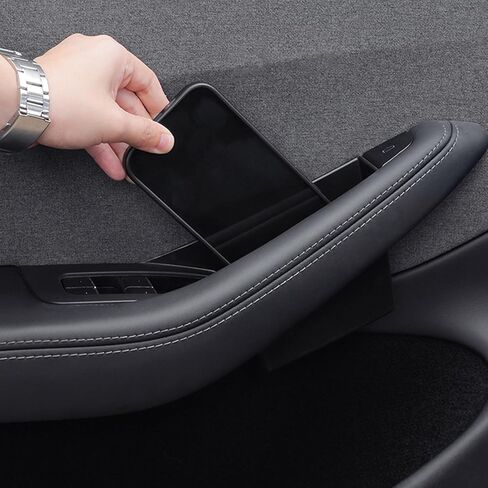 4pcs Tesla Model 3 Highland/Model Y Door Side Storage Box Handle Bocket Armrest Rustenger Storage Tray Contay ، ملحقات داخلية عالمية لـ Tesla in Kuwait