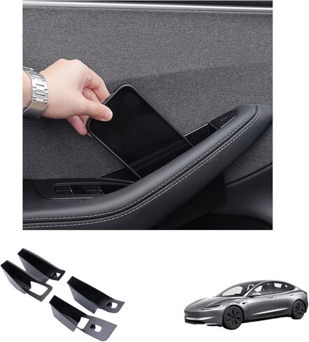 4pcs Tesla Model 3 Highland/Model Y Door Side Storage Box Handle Bocket Armrest Rustenger Storage Tray Contay ، ملحقات داخلية عالمية لـ Tesla in Kuwait