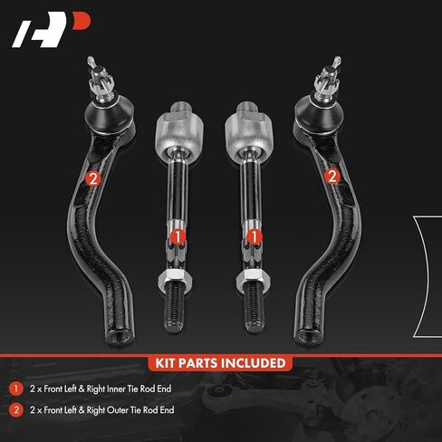 A-Premium Set of 4, Front Inner & Outer Tie Rod End Kit, Compatible with Honda Civic 2016-2021, Insight 2019-2022 in Saudi Arabia