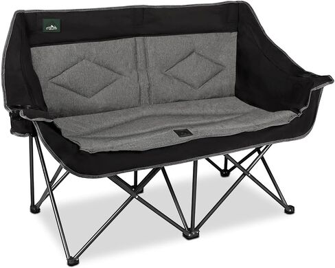 طي Loveseat كرسي التخييم المحمولة ثنائي مزدوج كرسي حديقة مبطنة بالكامل لشخصين مع 2 كوب حامل ، حامل زجاج النبيذ ، ودعم 600 رطل للسفر في الهواء الطلق (الأرجواني) in Kuwait