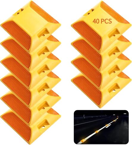 40 Pcs Road Reflectors, Reflective Street Pavement Markers, 3.7×3.7" Driveway Asphalt Stud Markers, Road Driveway Reflectors for Speed Bumps, Highways, Pedestrian Crossings in Saudi Arabia