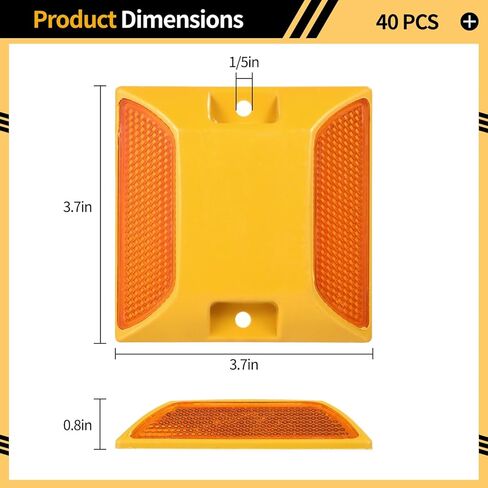 40 Pcs Road Reflectors, Reflective Street Pavement Markers, 3.7×3.7" Driveway Asphalt Stud Markers, Road Driveway Reflectors for Speed Bumps, Highways, Pedestrian Crossings in Saudi Arabia