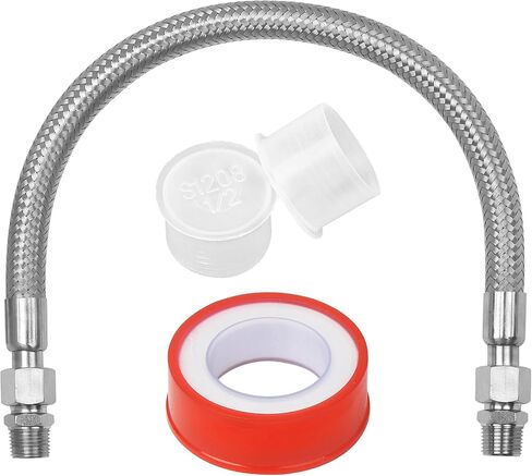48 Inch 1/2 Inch Industrial Grade Compressor Jumper hose Kit,Air Hose for Compressed Air Piping System With Two 1/2" NPT Male parts (450 PSI &750°F),Flexible Stainless Steel Metal Hose ﻿ in Kuwait