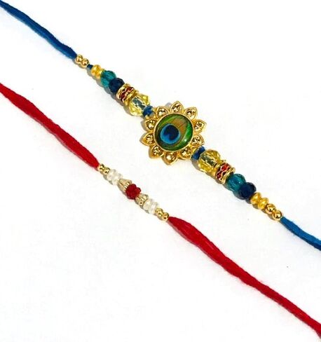 2pc Rakhi Raksha Bandhan مع Roli Chawal Tika Indian Festive for Brother Brother Boher & Friends Gift in Kuwait