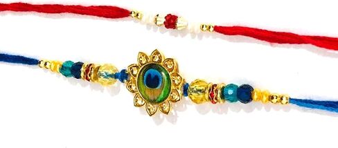 2pc Rakhi Raksha Bandhan مع Roli Chawal Tika Indian Festive for Brother Brother Boher & Friends Gift in Kuwait