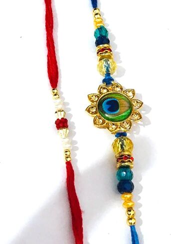 2pc Rakhi Raksha Bandhan مع Roli Chawal Tika Indian Festive for Brother Brother Boher & Friends Gift in Kuwait