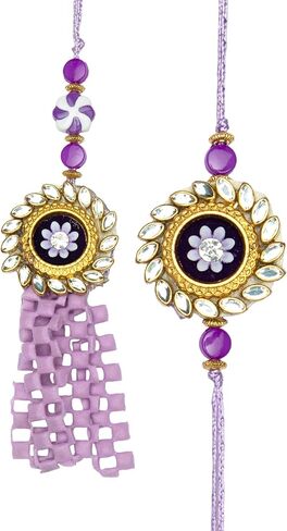 Rakhi Lumba set For Brother and Bhabhi Rakhi for Bhai Bhaiya pack of 2 Couple Purple Flower Rakhi Thread Pair Dora gift Pack for Indian Traditional Festival in Saudi Arabia