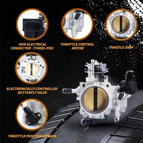 Electronic Throttle Body Assembly Fit for Honda Accord Automatic Only 2003-2005 Element 2003-2006 2.4L L4, Replace Part # 16400-RAA-A62 TB1261 16400PZDA11 in Kuwait