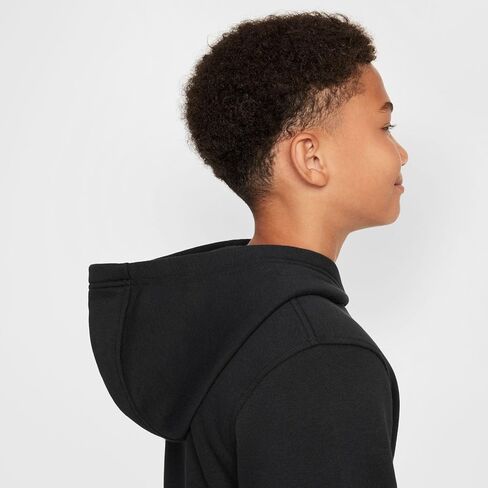 Nike Sportswear Club Fleece Big Kids' Hoodie (HQ0977-010, Black/Metallic Gold) in Saudi Arabia