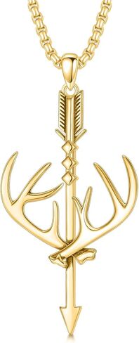 Hunting Arrow Deer Antler Necklace 925 Sterling Silver Archery Pendant Arrow Hunting Jewelry Gifts for Men Women in Kuwait