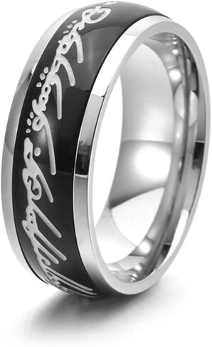 Meilord 8mm Glow Ring the Lord of the Rings Spinner Ring للرجال والنساء يملأون القلق السحري حلقة مضيئة في الحلقات القلق المظلمة ، الحجم 6-12 in Kuwait