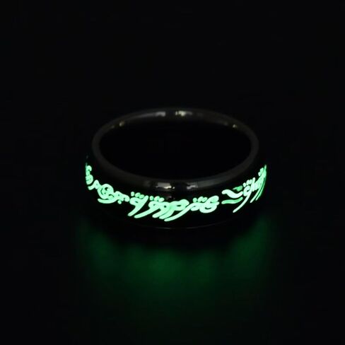Meilord 8mm Glow Ring the Lord of the Rings Spinner Ring للرجال والنساء يملأون القلق السحري حلقة مضيئة في الحلقات القلق المظلمة ، الحجم 6-12 in Kuwait