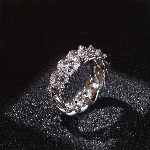 Iced Out Fashion Fashion Cupan Link Chain Ring 18K Gold Plated Pling CZ محاكاة ماس الهيب هوب للرجال نساء in Kuwait
