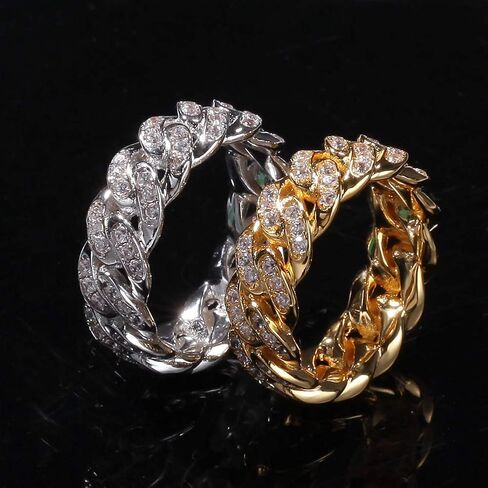 Iced Out Fashion Fashion Cupan Link Chain Ring 18K Gold Plated Pling CZ محاكاة ماس الهيب هوب للرجال نساء in Kuwait