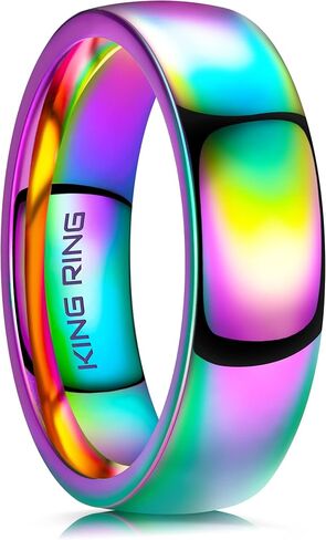 King Ring 6mm Multicolor Ring – Ultra Spectacular Fine Polished Rainbow Band – Designed in USA in Kuwait