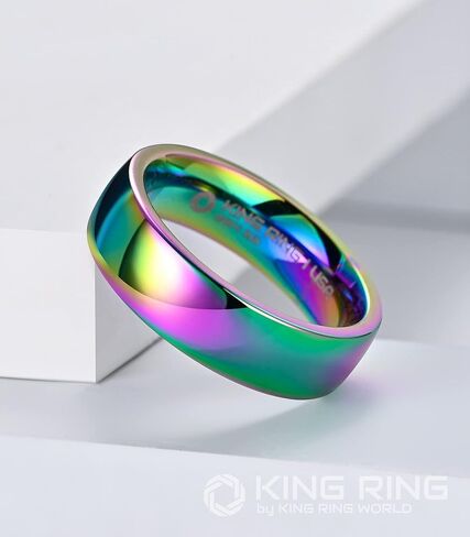 King Ring 6mm Multicolor Ring – Ultra Spectacular Fine Polished Rainbow Band – Designed in USA in Kuwait