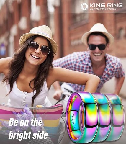 King Ring 6mm Multicolor Ring – Ultra Spectacular Fine Polished Rainbow Band – Designed in USA in Kuwait