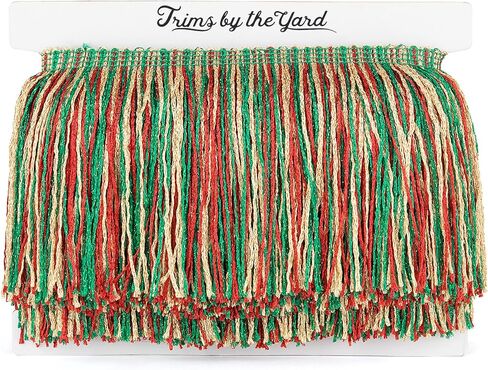 4" Glitter Chainette Fringe Trim, Polyester-Made Decorative Fringe Trim, for Costumes, Home Decor, and Festive Items, Durable Fringes, 5-Yard Cut, Metallic Gold in Saudi Arabia