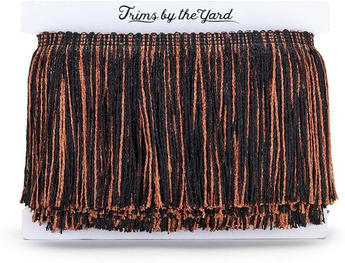 4" Glitter Chainette Fringe Trim, Polyester-Made Decorative Fringe Trim, for Costumes, Home Decor, and Festive Items, Durable Fringes, 5-Yard Cut, Metallic Gold in Saudi Arabia