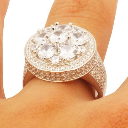 925 Sterling Silver 14K White/Yellow Gold Finish AAA Cubic Zirconia Big Hip Hop Ring For Men Fine Jewelry in Saudi Arabia