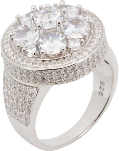 925 Sterling Silver 14K White/Yellow Gold Finish AAA Cubic Zirconia Big Hip Hop Ring For Men Fine Jewelry in Saudi Arabia