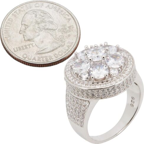 925 Sterling Silver 14K White/Yellow Gold Finish AAA Cubic Zirconia Big Hip Hop Ring For Men Fine Jewelry in Saudi Arabia