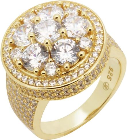 925 Sterling Silver 14K White/Yellow Gold Finish AAA Cubic Zirconia Big Hip Hop Ring For Men Fine Jewelry in Saudi Arabia
