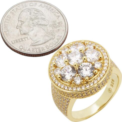 925 Sterling Silver 14K White/Yellow Gold Finish AAA Cubic Zirconia Big Hip Hop Ring For Men Fine Jewelry in Saudi Arabia