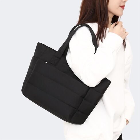 DENGSHANYANG Tote Bag for Women, Lightweight Puffy Tote Bag with Compartments, Quilted Shoulder Bag Handbag for Travel, Work in Kuwait
