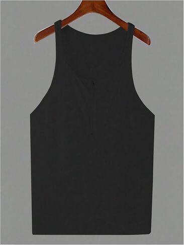 Gorglitter Men Half Zip Henley Tank Top Slociveless Shirt Muscle Sirt in Kuwait