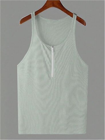 Gorglitter Men Half Zip Henley Tank Top Slociveless Shirt Muscle Sirt in Kuwait