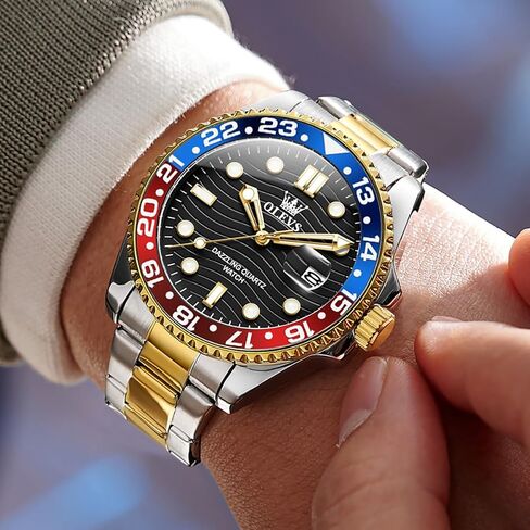OLEVS Watch Men Luxury Big Face Dress Easy Read Mens Watches with Date Waterproof Luminous Stainless Steel Watches for Men Business Fashion Analog Quartz Men's Wrist Watches Rotatable Bezel Men Watch in Saudi Arabia