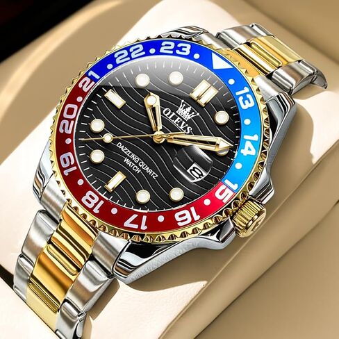 OLEVS Watch Men Luxury Big Face Dress Easy Read Mens Watches with Date Waterproof Luminous Stainless Steel Watches for Men Business Fashion Analog Quartz Men's Wrist Watches Rotatable Bezel Men Watch in Saudi Arabia