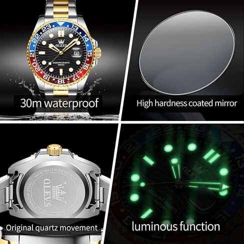 OLEVS Watch Men Luxury Big Face Dress Easy Read Mens Watches with Date Waterproof Luminous Stainless Steel Watches for Men Business Fashion Analog Quartz Men's Wrist Watches Rotatable Bezel Men Watch in Saudi Arabia