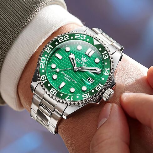 OLEVS Watch Men Luxury Big Face Dress Easy Read Mens Watches with Date Waterproof Luminous Stainless Steel Watches for Men Business Fashion Analog Quartz Men's Wrist Watches Rotatable Bezel Men Watch in Saudi Arabia