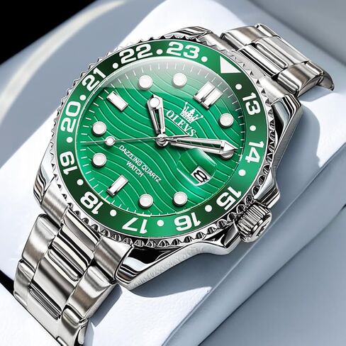 OLEVS Watch Men Luxury Big Face Dress Easy Read Mens Watches with Date Waterproof Luminous Stainless Steel Watches for Men Business Fashion Analog Quartz Men's Wrist Watches Rotatable Bezel Men Watch in Saudi Arabia