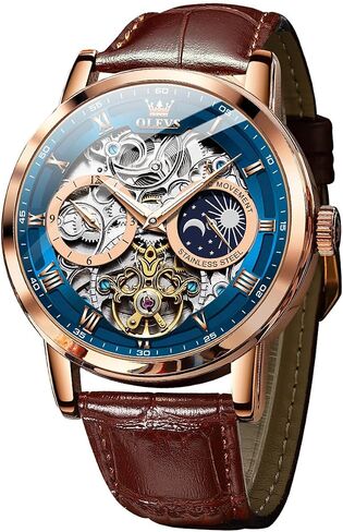 OLEVS Mens Automatic Watches Self-Winding Starry Sky Diamond Skeleton Luxury Wrist Watch Waterproof Luminous in Saudi Arabia